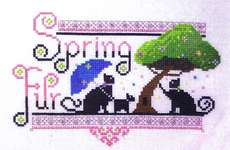 Click/tap for more details of Spring Fur (cross stitch) by Kit & Bixby
