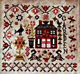 Click/tap for more details of Spring Garden at Cranberry Manor (cross stitch) by Pansy Patch Quilts and Stitchery