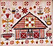 Click/tap for more details of Spring Quilt Barn (cross stitch) by Pansy Patch Quilts and Stitchery