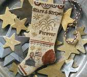 Click/tap for more details of Stars and Stripes Forever Stocking Ornament (cross stitch) by Heartstring Samplery