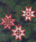 Stars Hardanger Tree Ornaments  - white and silver