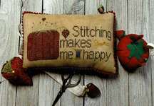 Click/tap for more details of Stitching Makes Me Happy (cross stitch) by Needle Bling Designs