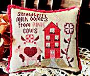 Click/tap for more details of Strawberry Milk (cross stitch) by Annie Beez Folk Art