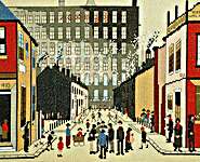 Click/tap for more details of Street Scene After L. S. Lowry (cross stitch) by Bothy Threads