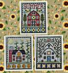 Click/tap for more details of Summer Barn Trio (cross stitch) by Waxing Moon Designs