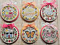 Click/tap for more details of Summer Mini Rounds (cross stitch) by Waxing Moon Designs