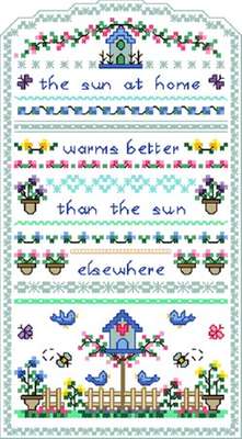 Click/tap for more details of Sun at Home (cross stitch) by Designs by Cathy