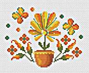 Click/tap for more details of Sun in a Pot Mini (cross stitch) by Artmishka
