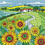 Click for more details of Sunflower Landscape (cross stitch) by Karen Carter