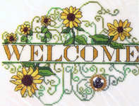 Click/tap for more details of Sunflower Welcome (cross stitch) by MarNic Designs