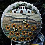Click/tap for more details of Sunflowers and Bees (cross stitch) by puntiniputini