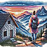 Click/tap for more details of Sunrise on the Mountain (cross stitch) by AVA Stitch
