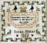 Click for more details of Susan Hilliar, 1852 (cross stitch) by Kathy Barrick