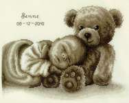 Click/tap for more details of Sweet Dreams - Baby and Bear (cross stitch) by Vervaco