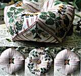 Click/tap for more details of Sweet Melissa Biscornu (cross stitch) by Heartstring Samplery