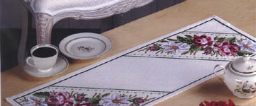 Click for more details of Table Runner with Roses and Lilies (cross stitch) by Permin of Copenhagen
