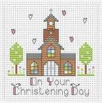 Tall Church Christening Girl Card