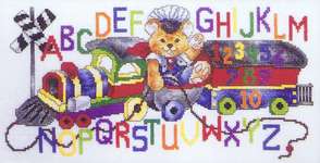 Click/tap for more details of Teddy's Alphabet Train (cross stitch) by Stoney Creek