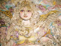 Click for more details of The angel of Golden pearl shining in gold.  (limited edition print) by Yumi Sugai