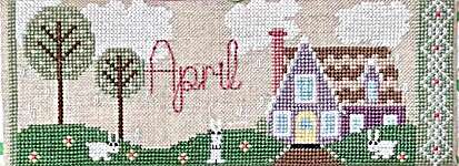 Click/tap for more details of The April House (cross stitch) by Luhu Stitches