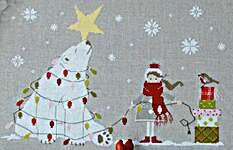 Click/tap for more details of The Bear and the Girl (cross stitch) by Madame Chantilly