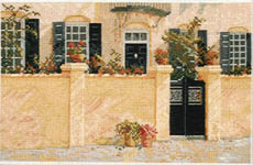 Click/tap for more details of The Garden Wall (cross stitch) by Barbara & Cheryl