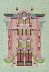 Click/tap for more details of The Pink Edwardian House (cross stitch) by Nora Corbett