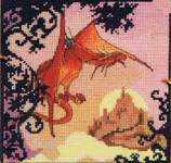 Click/tap for more details of The Red Dragon (cross stitch) by Nimue Fee Main