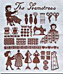 Click/tap for more details of The Seamstress (cross stitch) by Perrette Samouiloff
