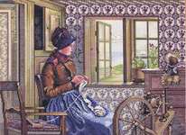Click for more details of The Spinning Wheel (cross stitch) by Eva Rosenstand