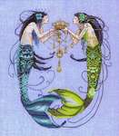 Click/tap for more details of The Twin Mermaids (cross stitch) by Mirabilia Designs