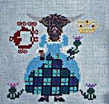 Click/tap for more details of Thistle The Heilan Coo (cross stitch) by bendystitchy
