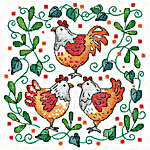 Click for more details of Three French Hens (cross stitch) by Karen Carter
