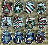 Click/tap for more details of Tiny Mittens (cross stitch) by Frony Ritter Designs