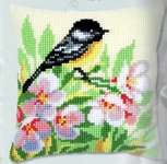 Click/tap for more details of Tit and Blossom Cushion (tapestry) by Vervaco