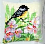 Click for more details of Tit and Blossom Cushion (tapestry) by Vervaco