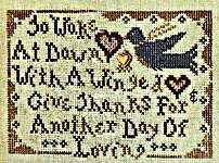 Click/tap for more details of To Wake At Dawn (cross stitch) by Homespun Elegance