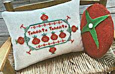 Click/tap for more details of Tomato Tomato (cross stitch) by Lucy Beam