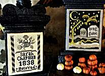 Click/tap for more details of Tombstones (cross stitch) by Kathy Barrick