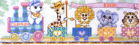 Click for more details of Train Birth Sampler (cross stitch) by Anchor