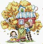 Click for more details of Treehouse of Fall (cross stitch) by Soda Stitch