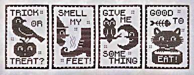 Click/tap for more details of Trick or Treat (cross stitch) by Luminous Fiber Arts