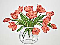 Click/tap for more details of Tulips (cross stitch) by Permin of Copenhagen