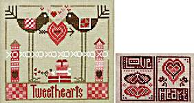 Click/tap for more details of Tweethearts and Imprints: Love and Heart (cross stitch) by Heart in Hand