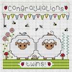 Click for more details of Twin Sheep Card (cross stitch) by Fat Cat Cross Stitch