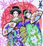 Click/tap for more details of Two Geishas (cross stitch) by Design Works