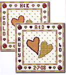 Click for more details of Two Hearts - Gold / Ruby (cross stitch) by Cinnamon Cat