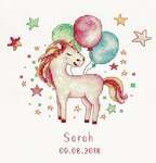 Click for more details of Unicorn and Balloons Birth Sampler (cross stitch) by Luca - S
