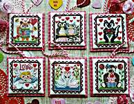 Click/tap for more details of Valentine Littles (cross stitch) by Waxing Moon Designs