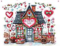 Click/tap for more details of Valentine's Shop (cross stitch) by Les Petites Croix de Lucie